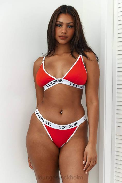 Lounge kvinnor röd underkläder FP6J194 bambu triangel bh & stringtrosa/kalsonger set