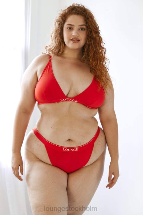 Lounge kvinnor röd underkläder FP6J211 bambu minimal triangel bh & stringtrosa/trosa set