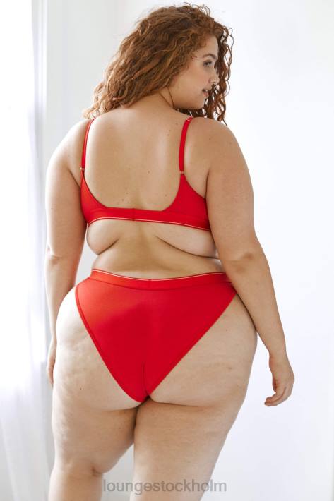 Lounge kvinnor röd underkläder FP6J211 bambu minimal triangel bh & stringtrosa/trosa set