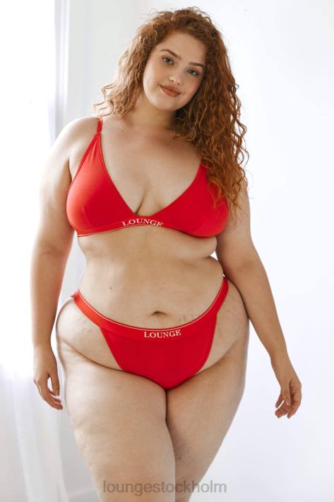 Lounge kvinnor röd underkläder FP6J211 bambu minimal triangel bh & stringtrosa/trosa set