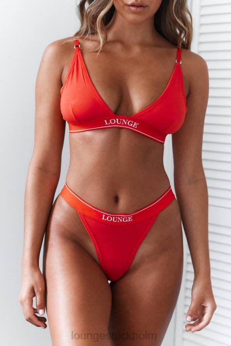 Lounge kvinnor röd underkläder FP6J211 bambu minimal triangel bh & stringtrosa/trosa set