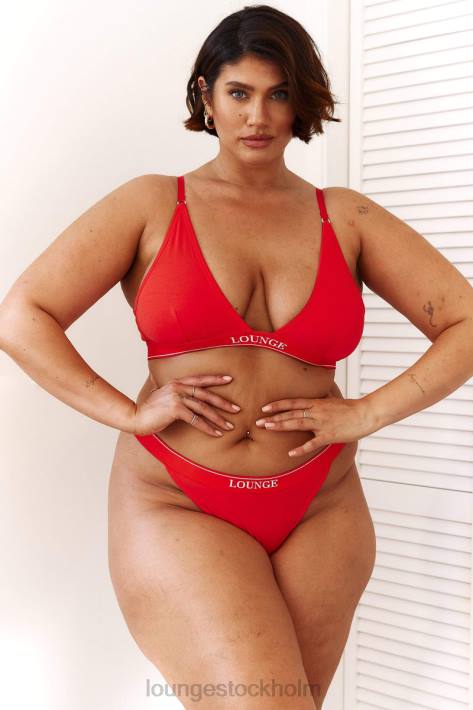 Lounge kvinnor röd underkläder FP6J211 bambu minimal triangel bh & stringtrosa/trosa set