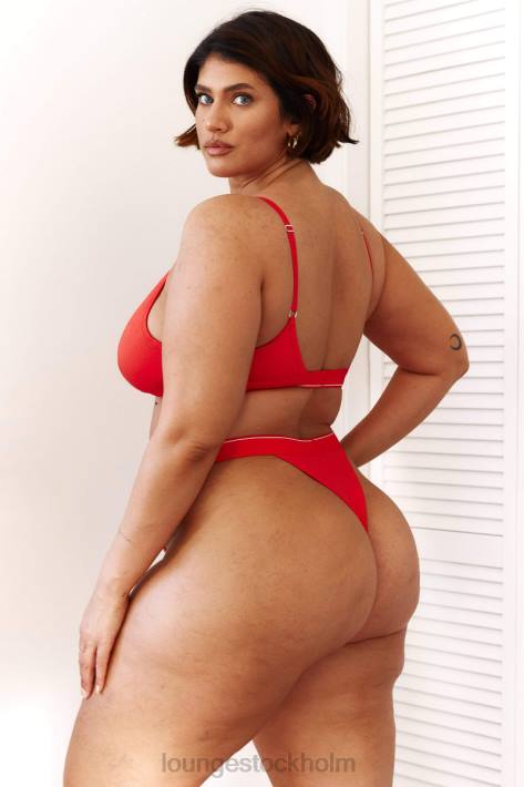 Lounge kvinnor röd underkläder FP6J211 bambu minimal triangel bh & stringtrosa/trosa set