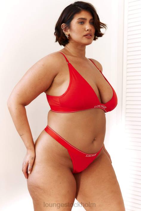 Lounge kvinnor röd underkläder FP6J211 bambu minimal triangel bh & stringtrosa/trosa set