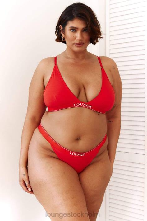 Lounge kvinnor röd underkläder FP6J211 bambu minimal triangel bh & stringtrosa/trosa set