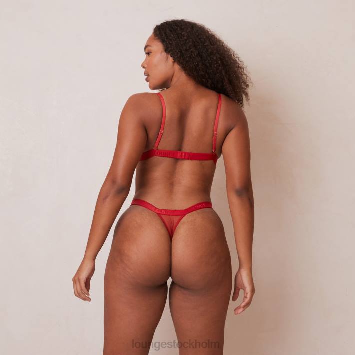 Lounge kvinnor rödbrun underkläder FP6J187 broderad triangel-bh & stringtrosset