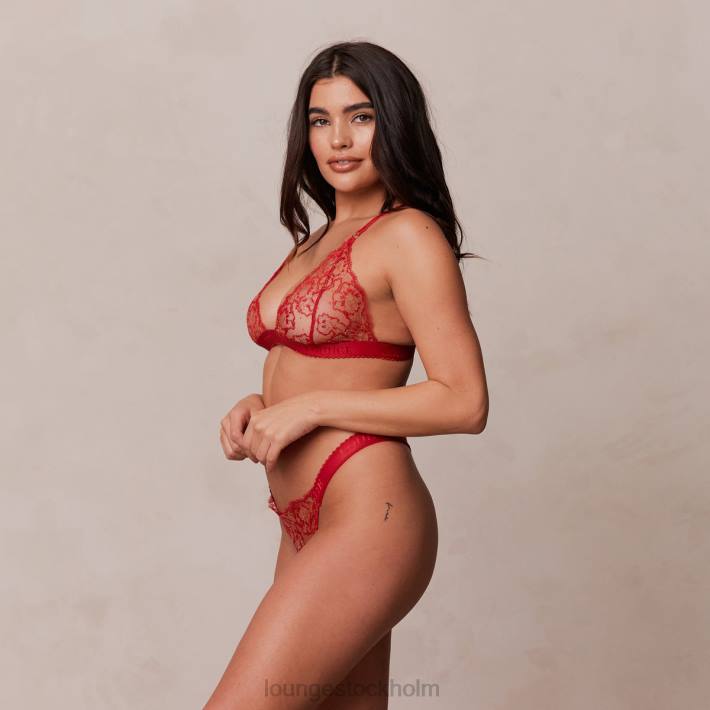 Lounge kvinnor rödbrun underkläder FP6J187 broderad triangel-bh & stringtrosset