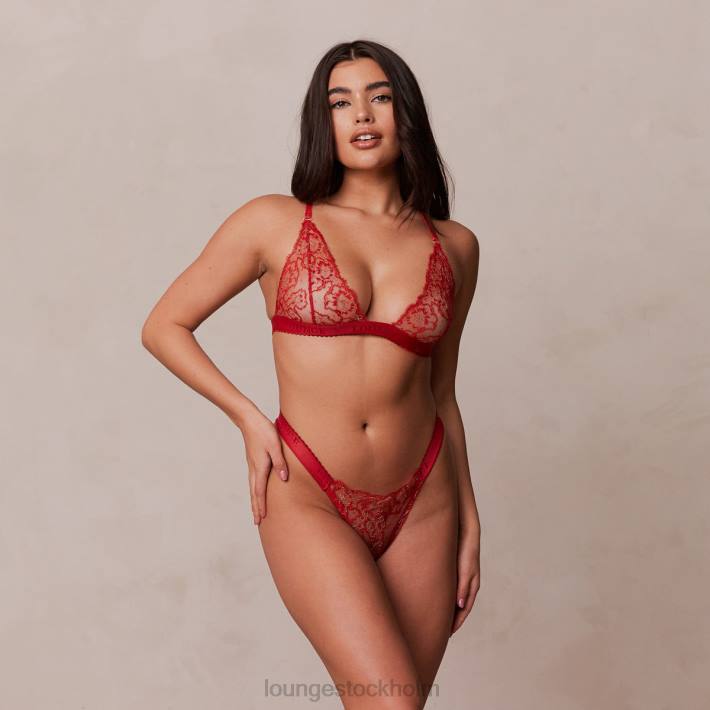 Lounge kvinnor rödbrun underkläder FP6J187 broderad triangel-bh & stringtrosset