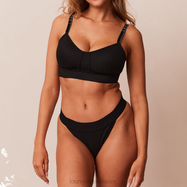 Lounge kvinnor svart underkläder FP6J175 bar bh & string set