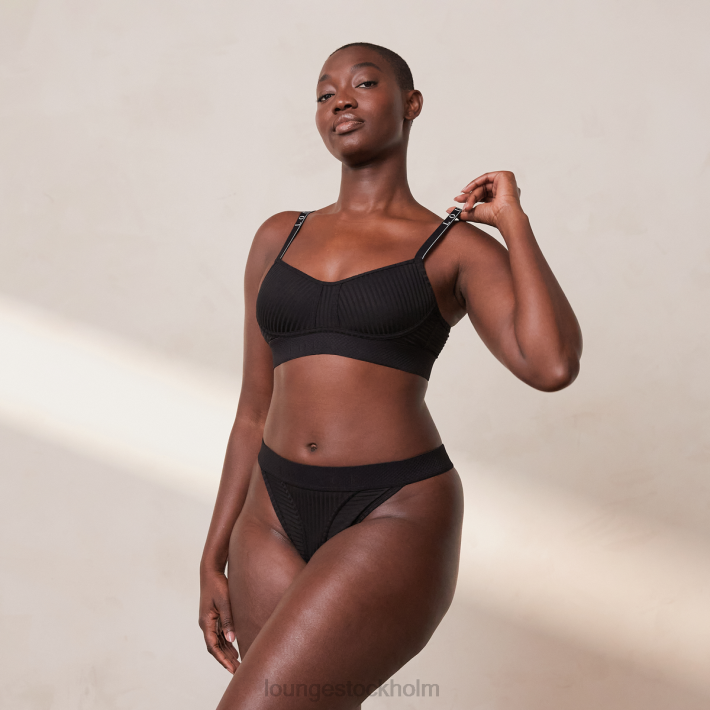 Lounge kvinnor svart underkläder FP6J175 bar bh & string set