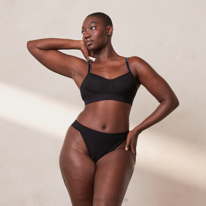 Lounge kvinnor svart underkläder FP6J175 bar bh & string set