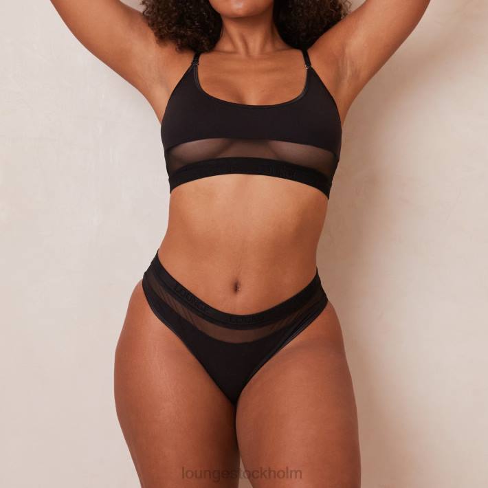 Lounge kvinnor svart underkläder FP6J183 mesh bh & stringtrosa/trosa set
