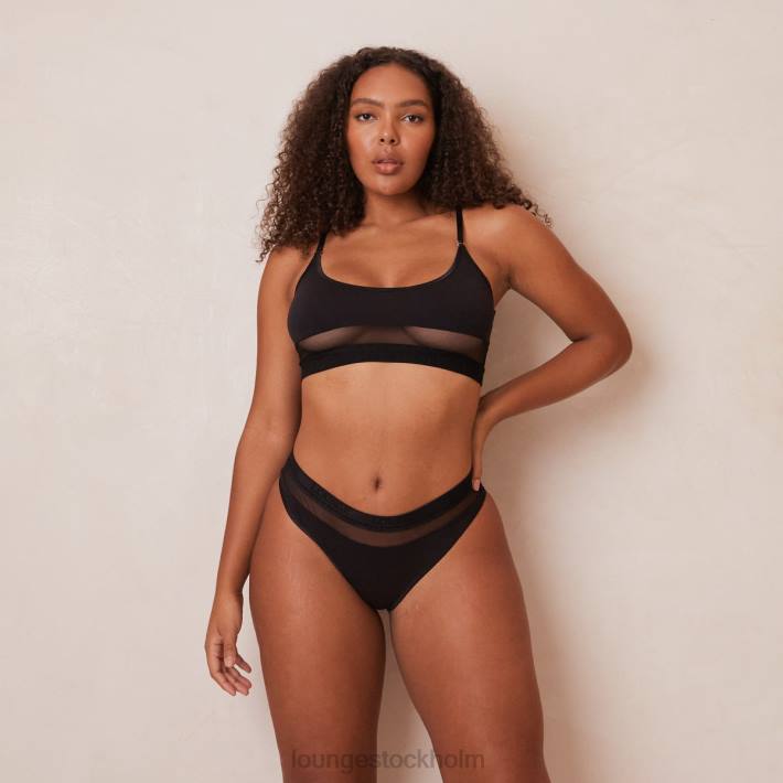 Lounge kvinnor svart underkläder FP6J183 mesh bh & stringtrosa/trosa set