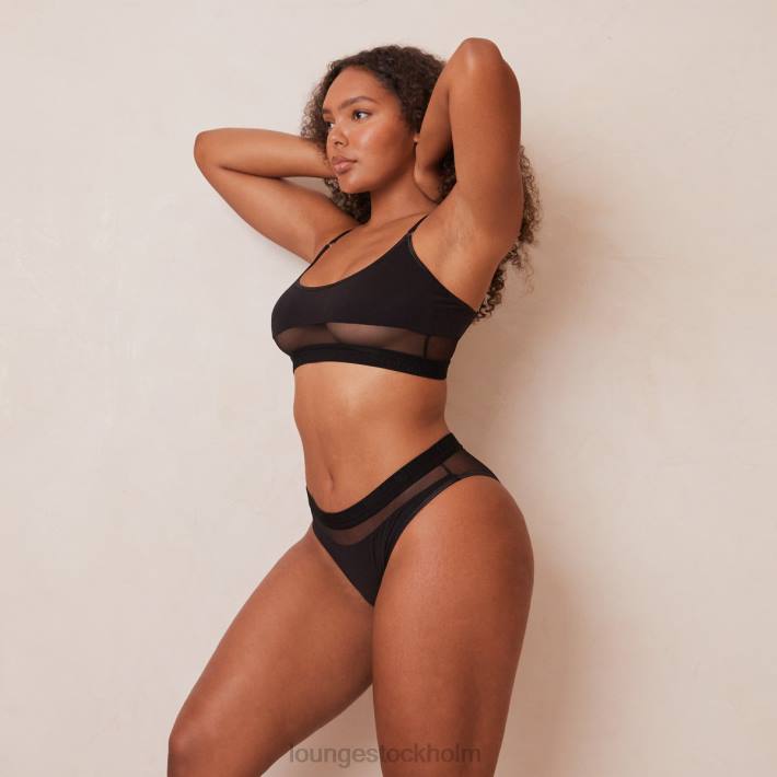 Lounge kvinnor svart underkläder FP6J183 mesh bh & stringtrosa/trosa set