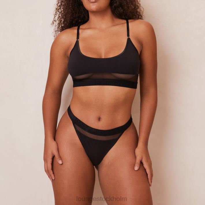 Lounge kvinnor svart underkläder FP6J183 mesh bh & stringtrosa/trosa set