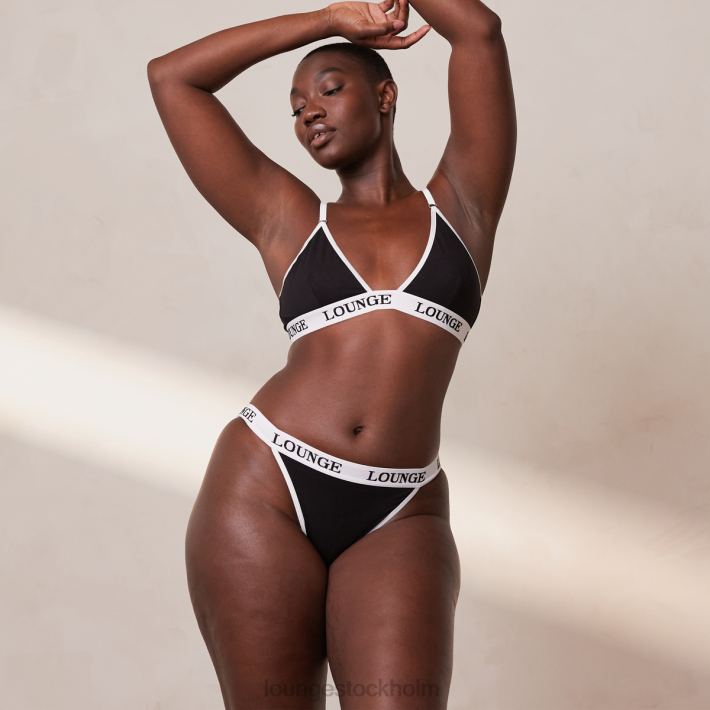 Lounge kvinnor svart underkläder FP6J195 bambu triangel bh & stringtrosa/kalsonger set