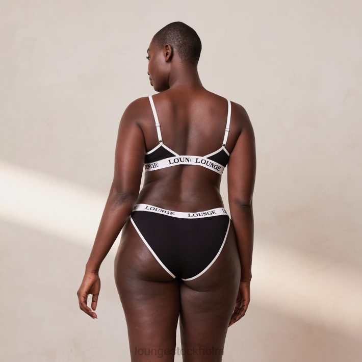 Lounge kvinnor svart underkläder FP6J195 bambu triangel bh & stringtrosa/kalsonger set