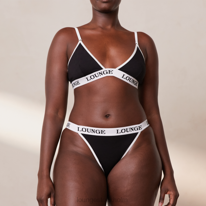 Lounge kvinnor svart underkläder FP6J195 bambu triangel bh & stringtrosa/kalsonger set