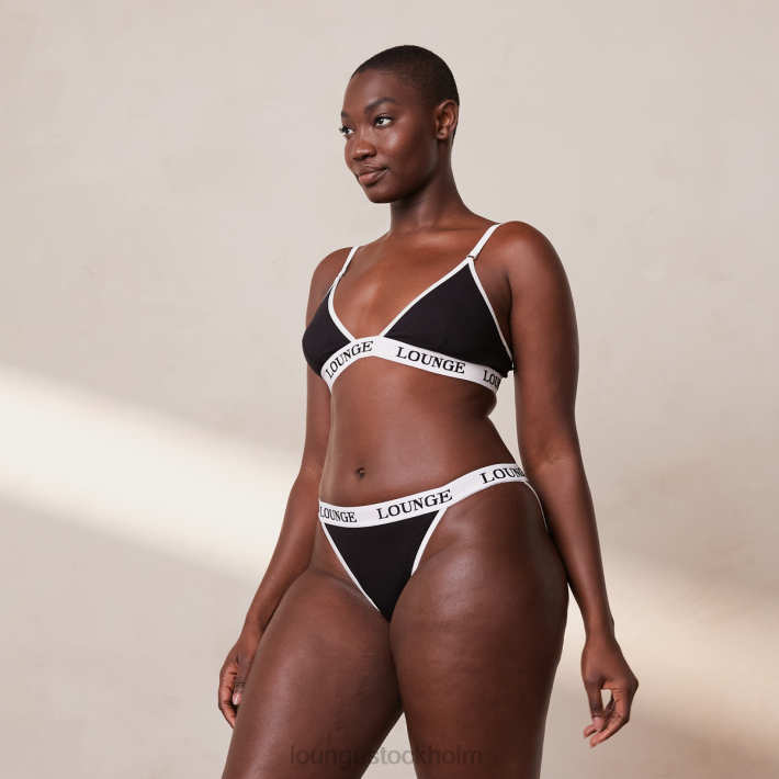 Lounge kvinnor svart underkläder FP6J195 bambu triangel bh & stringtrosa/kalsonger set