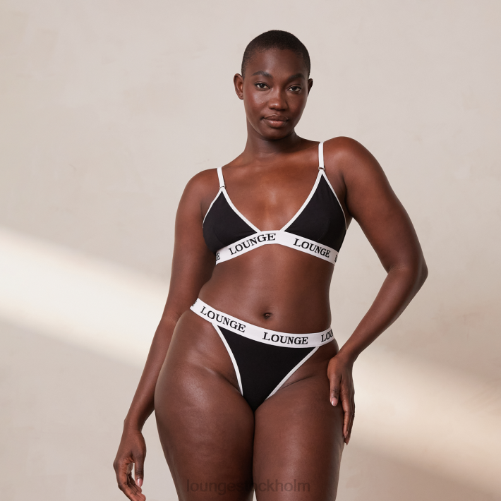 Lounge kvinnor svart underkläder FP6J195 bambu triangel bh & stringtrosa/kalsonger set