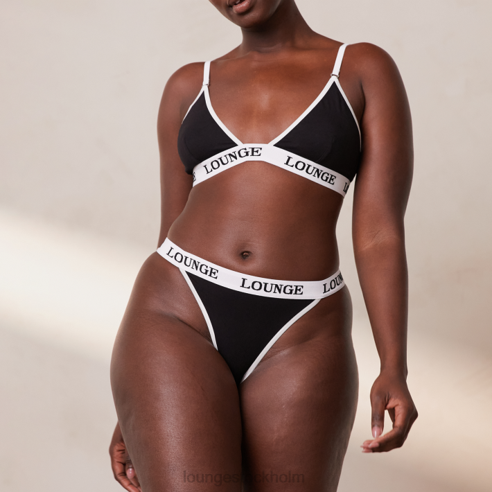 Lounge kvinnor svart underkläder FP6J195 bambu triangel bh & stringtrosa/kalsonger set