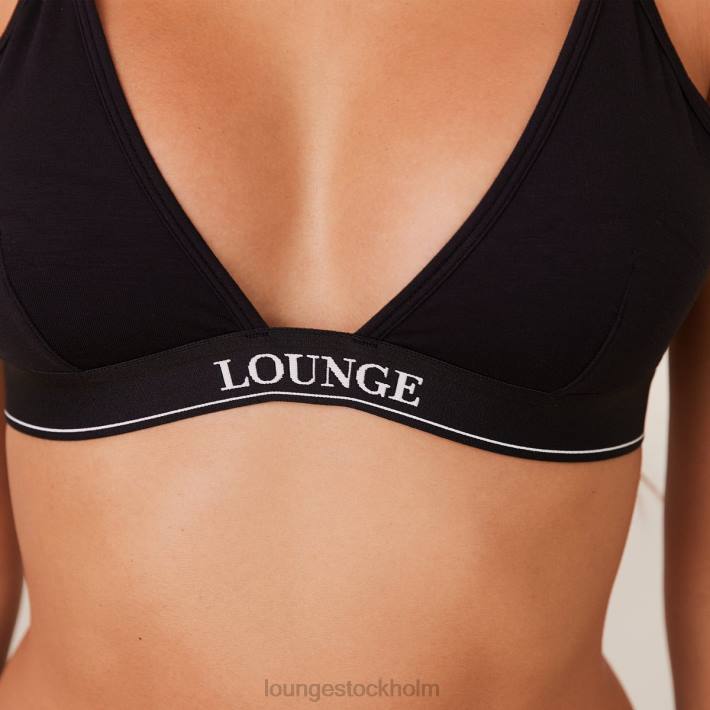 Lounge kvinnor svart underkläder FP6J203 bambu minimal triangel bh & stringtrosa/trosa set