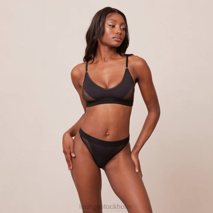 Lounge kvinnor svart underkläder FP6J205 contour mesh bh & stringtrosa/trosa set