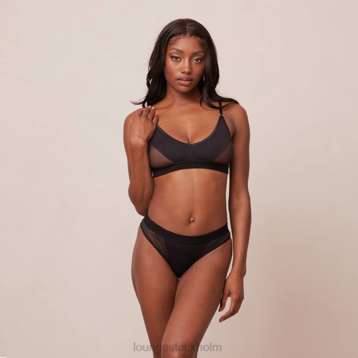 Lounge kvinnor svart underkläder FP6J205 contour mesh bh & stringtrosa/trosa set