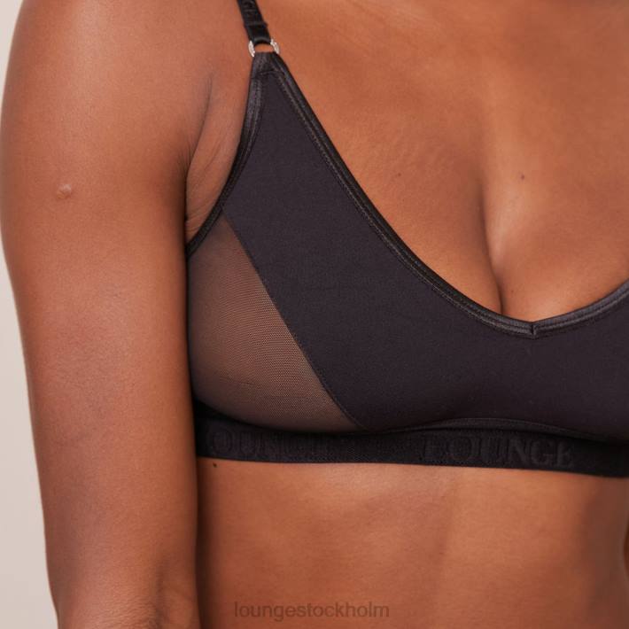 Lounge kvinnor svart underkläder FP6J205 contour mesh bh & stringtrosa/trosa set