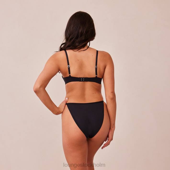 Lounge kvinnor svart underkläder FP6J226 lätt t-shirt med t-shirt utan tråd och stringtrosa/kalsonger