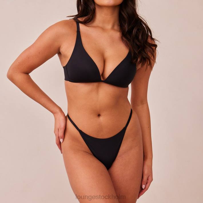 Lounge kvinnor svart underkläder FP6J226 lätt t-shirt med t-shirt utan tråd och stringtrosa/kalsonger