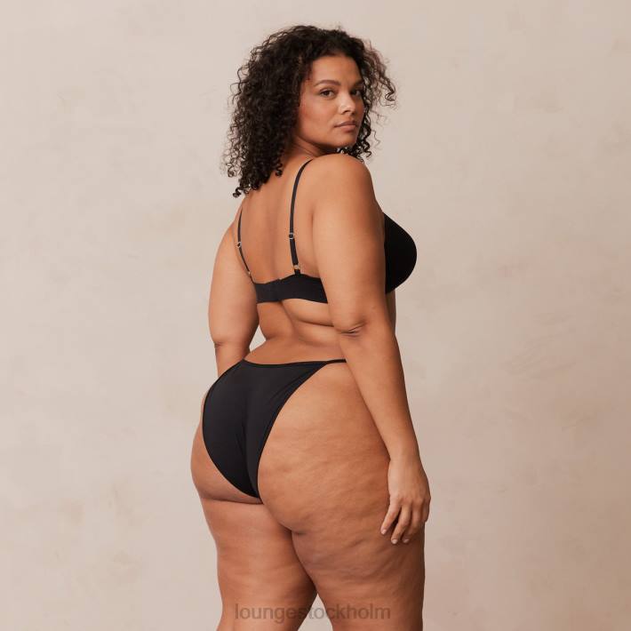 Lounge kvinnor svart underkläder FP6J226 lätt t-shirt med t-shirt utan tråd och stringtrosa/kalsonger