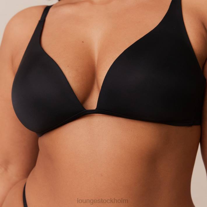 Lounge kvinnor svart underkläder FP6J226 lätt t-shirt med t-shirt utan tråd och stringtrosa/kalsonger