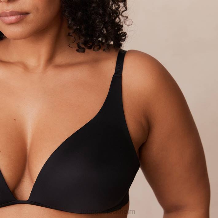 Lounge kvinnor svart underkläder FP6J226 lätt t-shirt med t-shirt utan tråd och stringtrosa/kalsonger