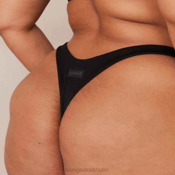 Lounge kvinnor svart underkläder FP6J233 ribbad triangel-bh & stringtrosa/trosa