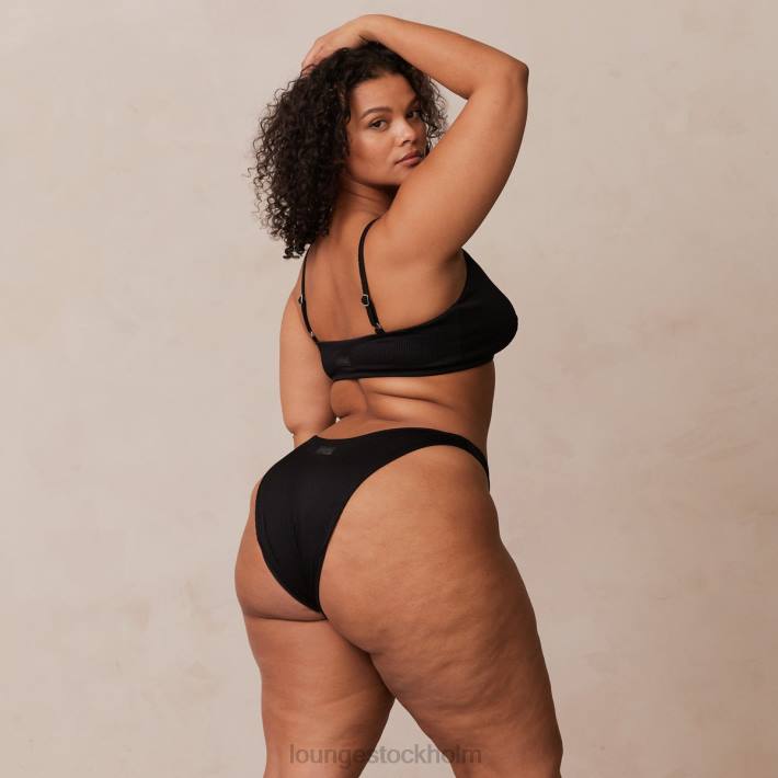 Lounge kvinnor svart underkläder FP6J233 ribbad triangel-bh & stringtrosa/trosa