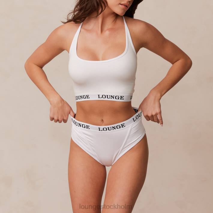 Lounge kvinnor vit underkläder FP6J221 bambu basic bralette & stringtrosa/trosa set