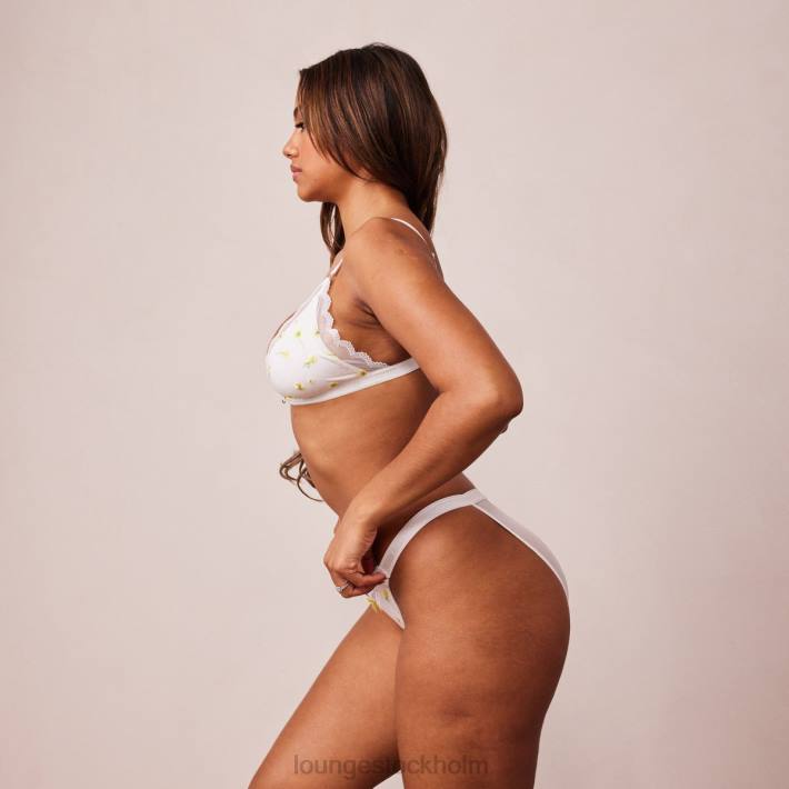 Lounge kvinnor vit underkläder FP6J223 ribbad blommig triangel-bh & stringtrosa/trosa