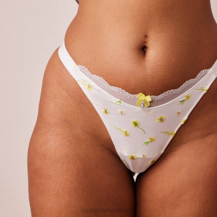 Lounge kvinnor vit underkläder FP6J223 ribbad blommig triangel-bh & stringtrosa/trosa