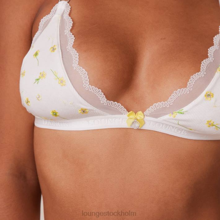 Lounge kvinnor vit underkläder FP6J223 ribbad blommig triangel-bh & stringtrosa/trosa
