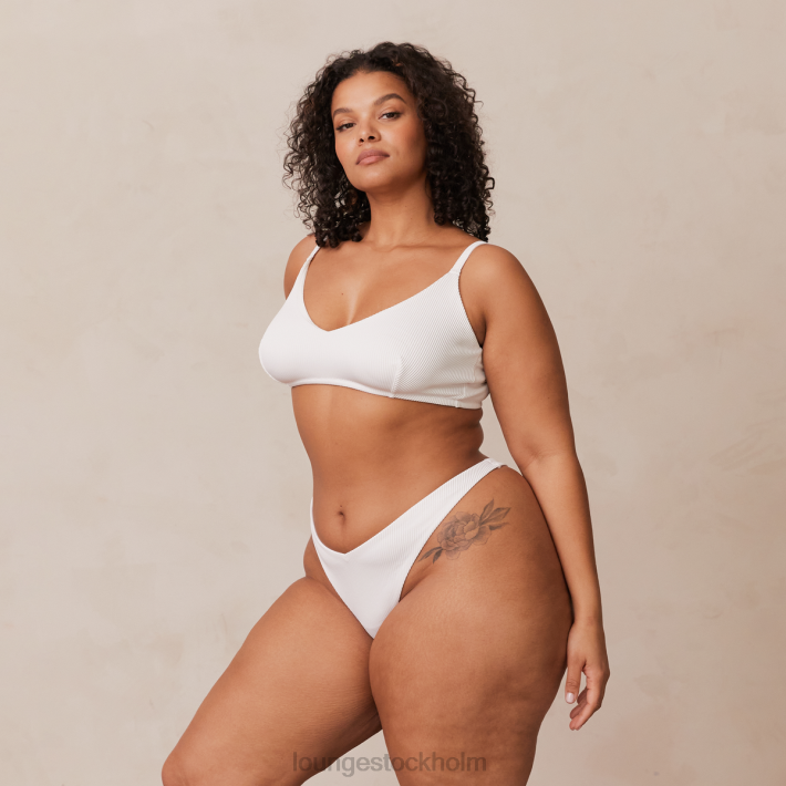 Lounge kvinnor vit underkläder FP6J236 ribbad triangel-bh & stringtrosa/trosa