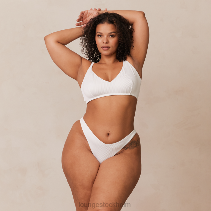 Lounge kvinnor vit underkläder FP6J236 ribbad triangel-bh & stringtrosa/trosa