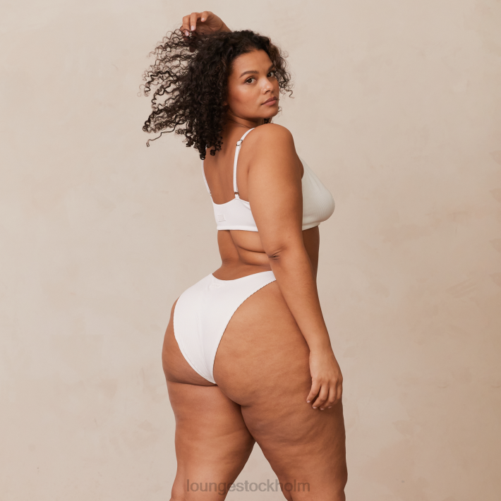 Lounge kvinnor vit underkläder FP6J236 ribbad triangel-bh & stringtrosa/trosa