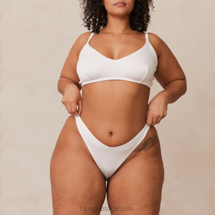 Lounge kvinnor vit underkläder FP6J236 ribbad triangel-bh & stringtrosa/trosa