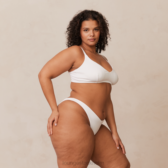 Lounge kvinnor vit underkläder FP6J236 ribbad triangel-bh & stringtrosa/trosa