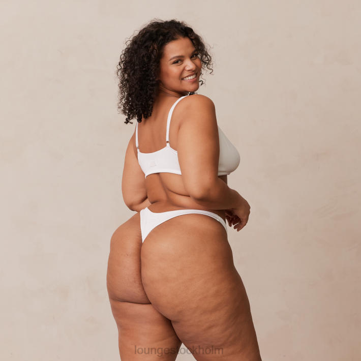 Lounge kvinnor vit underkläder FP6J236 ribbad triangel-bh & stringtrosa/trosa