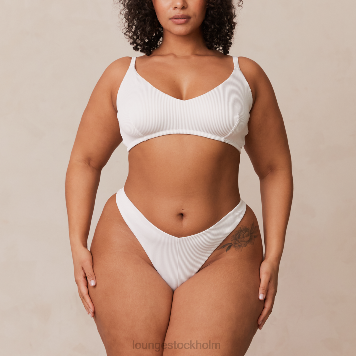 Lounge kvinnor vit underkläder FP6J236 ribbad triangel-bh & stringtrosa/trosa