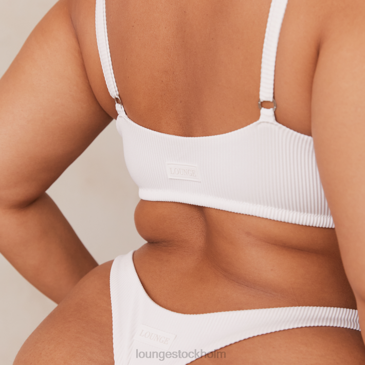 Lounge kvinnor vit underkläder FP6J236 ribbad triangel-bh & stringtrosa/trosa