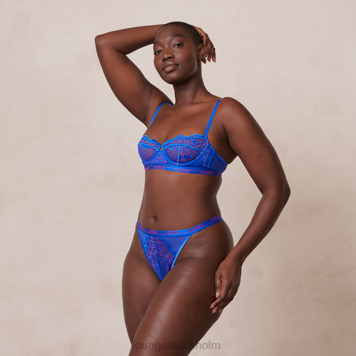 Lounge kvinnor blå underkläder FP6J51 tvåfärgad blossom balkong bh & string set