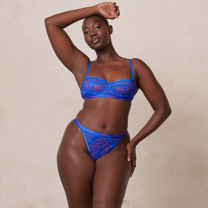 Lounge kvinnor blå underkläder FP6J51 tvåfärgad blossom balkong bh & string set